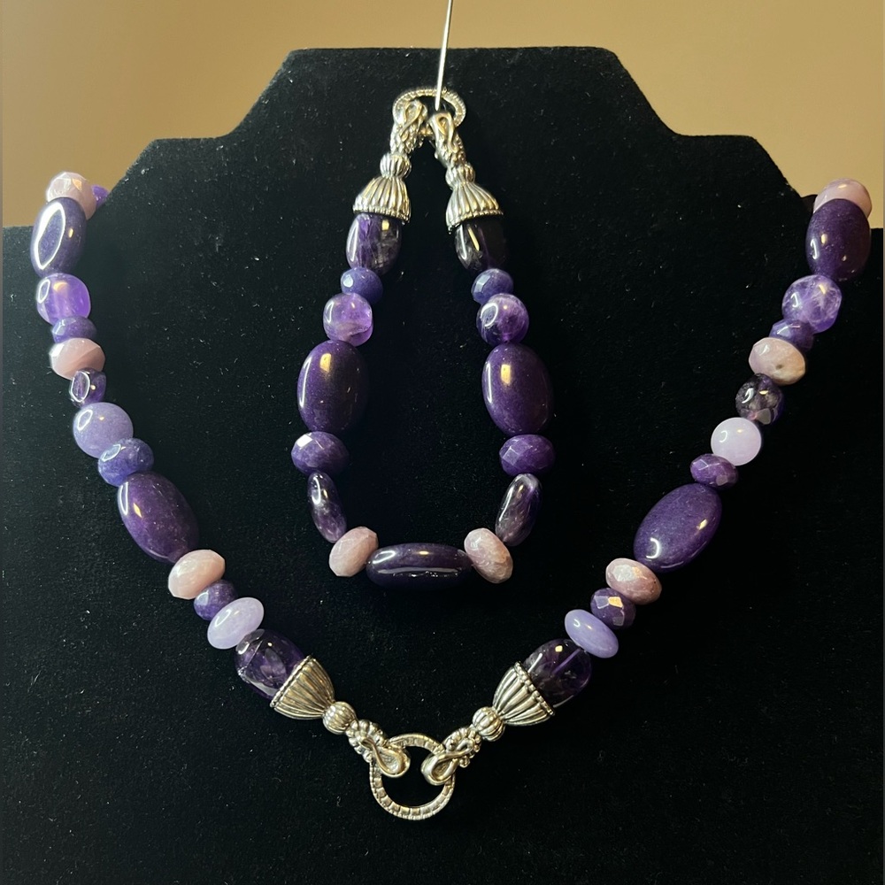 Carolyn Pollack Relios 925 SS Southwest Amethyst Necklace and Braceletlet - Picture 10 of 11